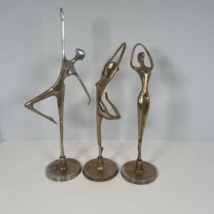 Ballerina Dancer Nude Sculpture Trio MCM Vintage Metal Decor